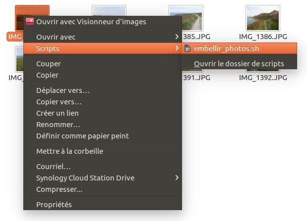 menu Scripts dans Nautilus