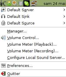 pulse audio menu