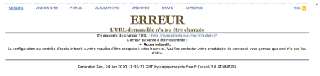 message d’erreur Free