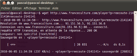 récupérer le lien avec wget