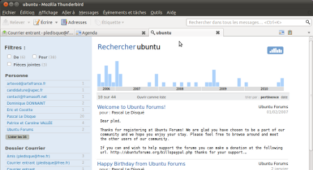 la recherche dans Thunderbird