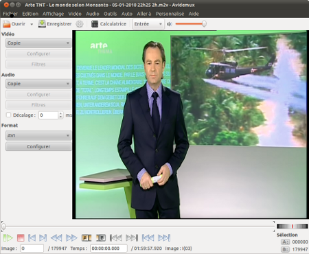 avidemux - fichier chargé et indexé