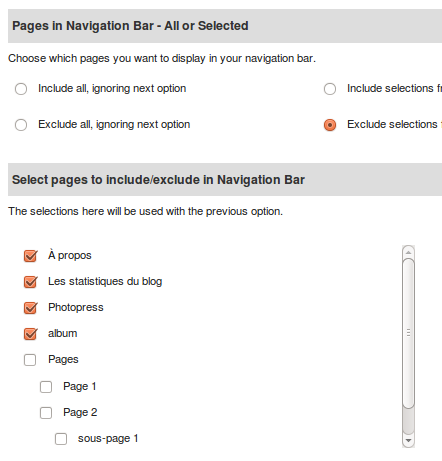 Exlusion des pages hors du menu déroulant