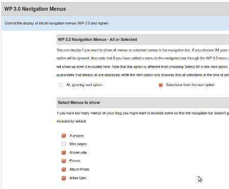 wp3 menus