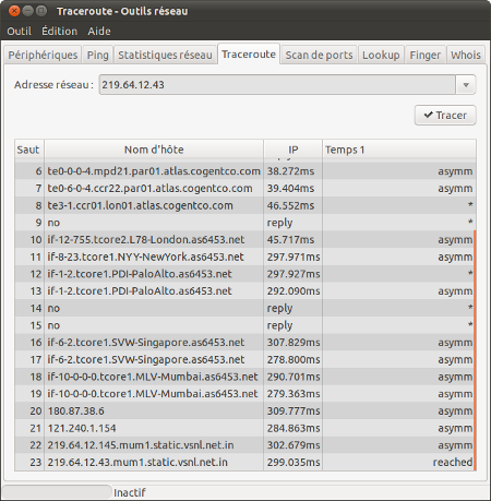 résultat de traceroute