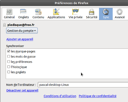 Firefox préférences