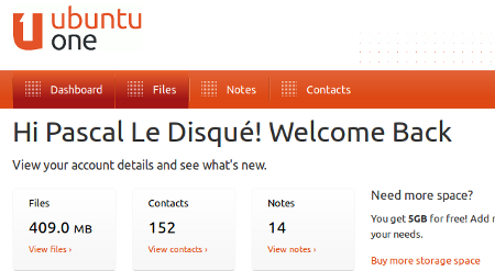 Interface web Ubuntu One