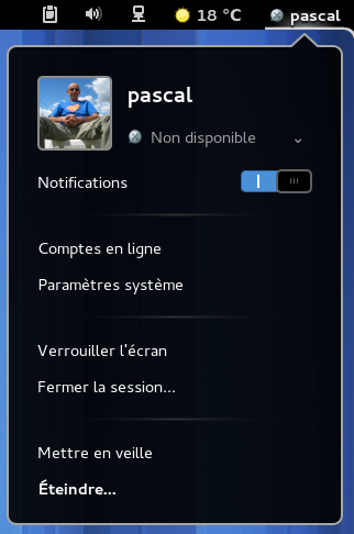 menu Éteindre