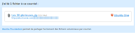 message inséré dans le mail