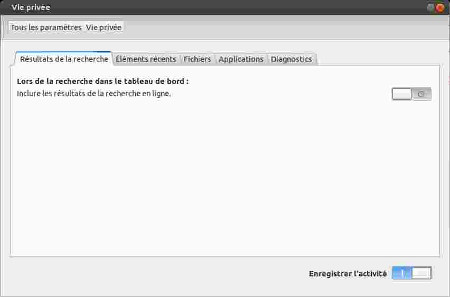 options Vie privée