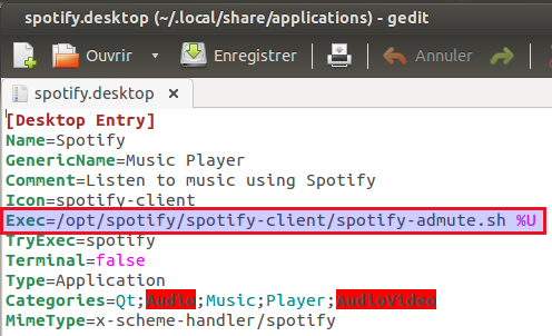 modifier le fichier spotify.desktop