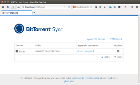 interface web Bittorrent Sync