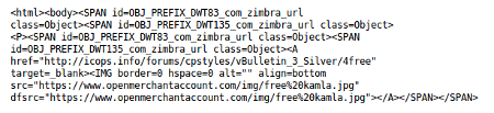 code HTML du message