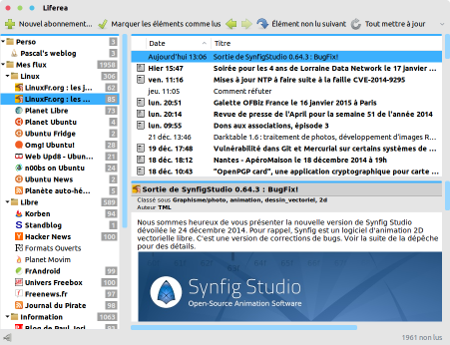 Liferea, un agrégateur de flux sous Linux