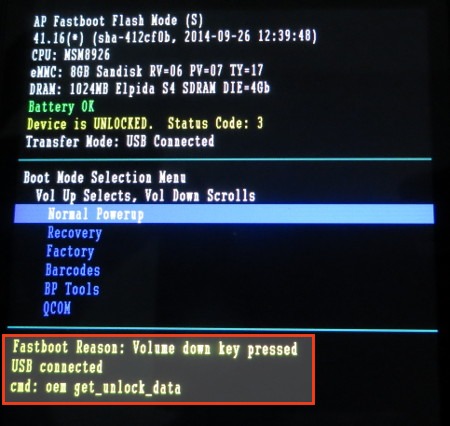 fastboot sur le smatphone