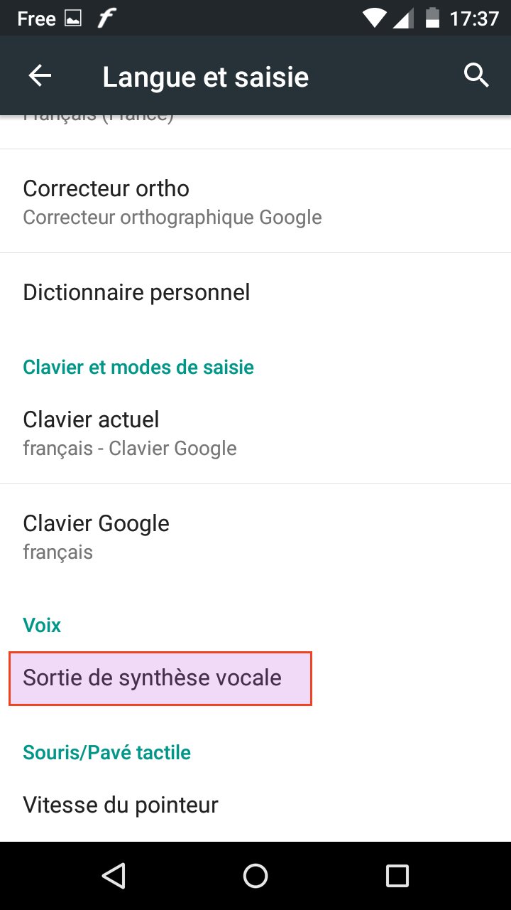 sortie de synthèse vocale