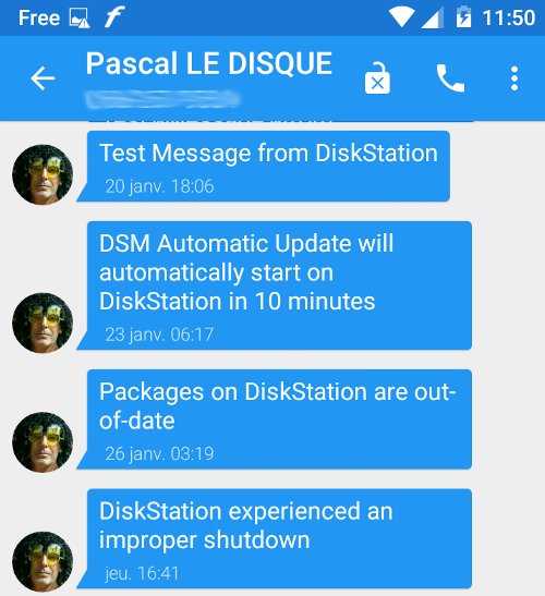 sms reçus du NAS Synology