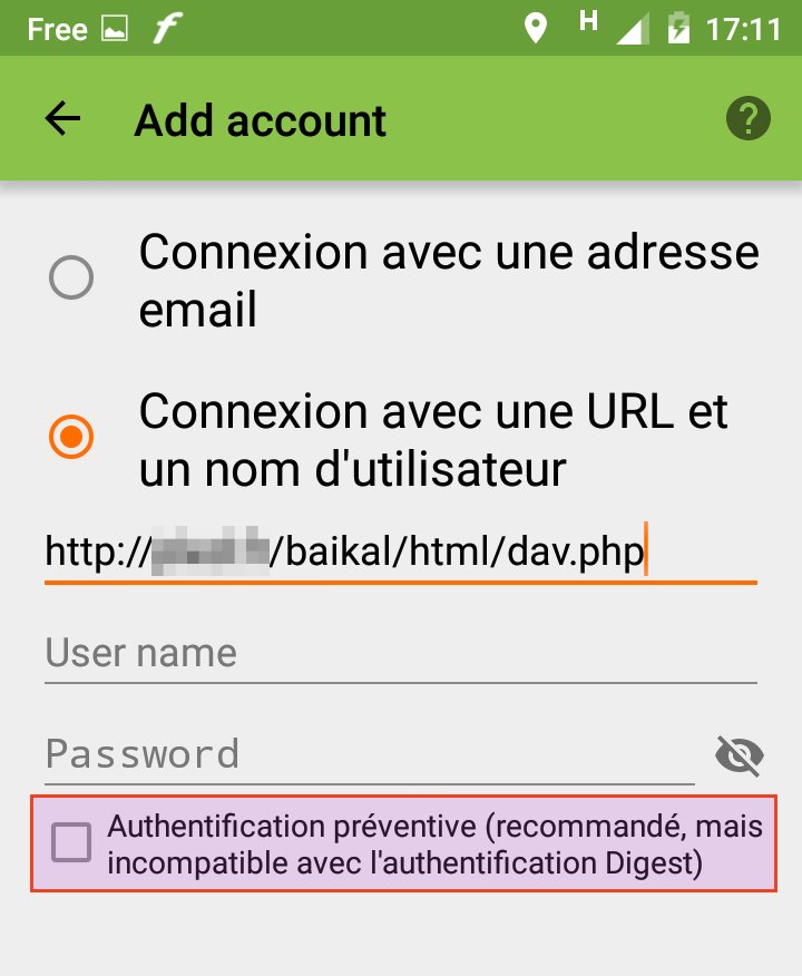 Créer un compte DAVdroid