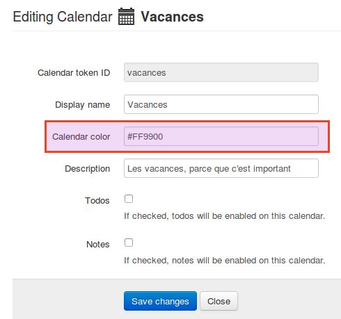 Définir une couleur pour le calendrier